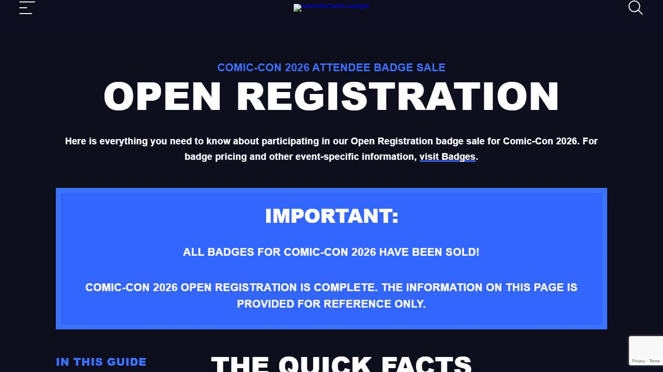 Open Registration - Comic-Con